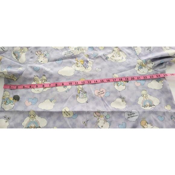 Nurse Vet Tech Dental Scrub V-Neck Top Precious Moments Lilac Purple Angels XL - Picture 5 of 11